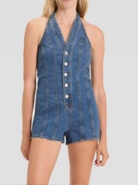 Universal Thread Blue Denim Halter Romper